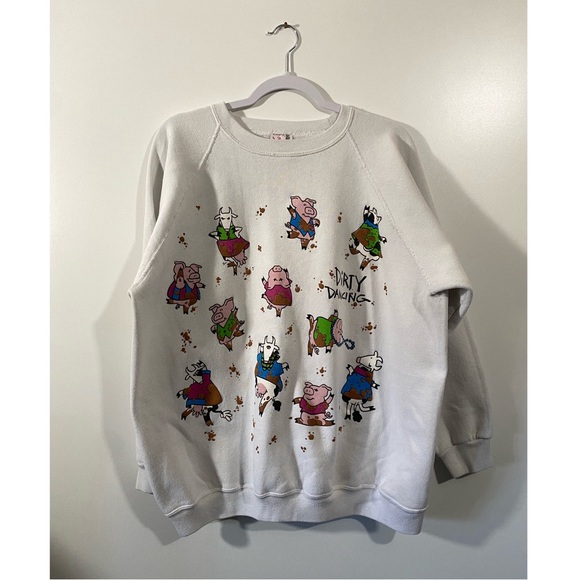 Vintage 90s Dirty Dancing Farm Animals Puffy Graphic Sweatshirt One Size - Picture 2 of 7
